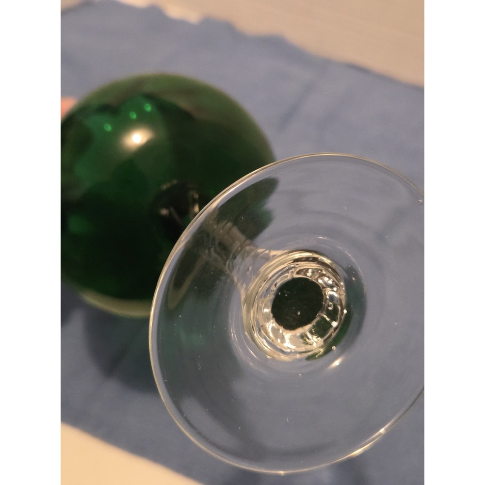 Vintage Long Stem Brandy Snifter~Emerald Green Glass Clear Stem Empoli? - Picture 4 of 6
